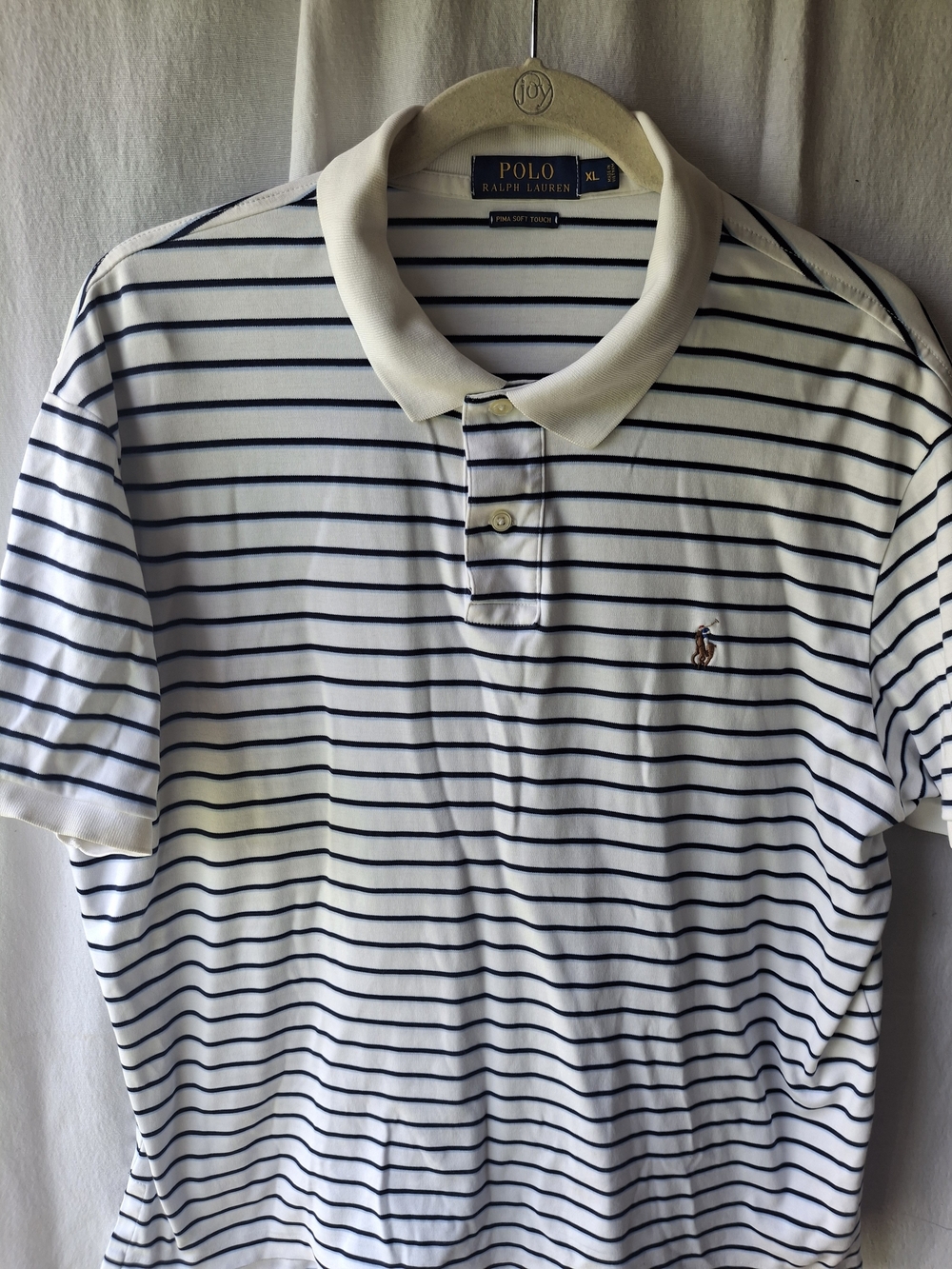 Polo by Ralph Lauren White Polo with Navy Stripes